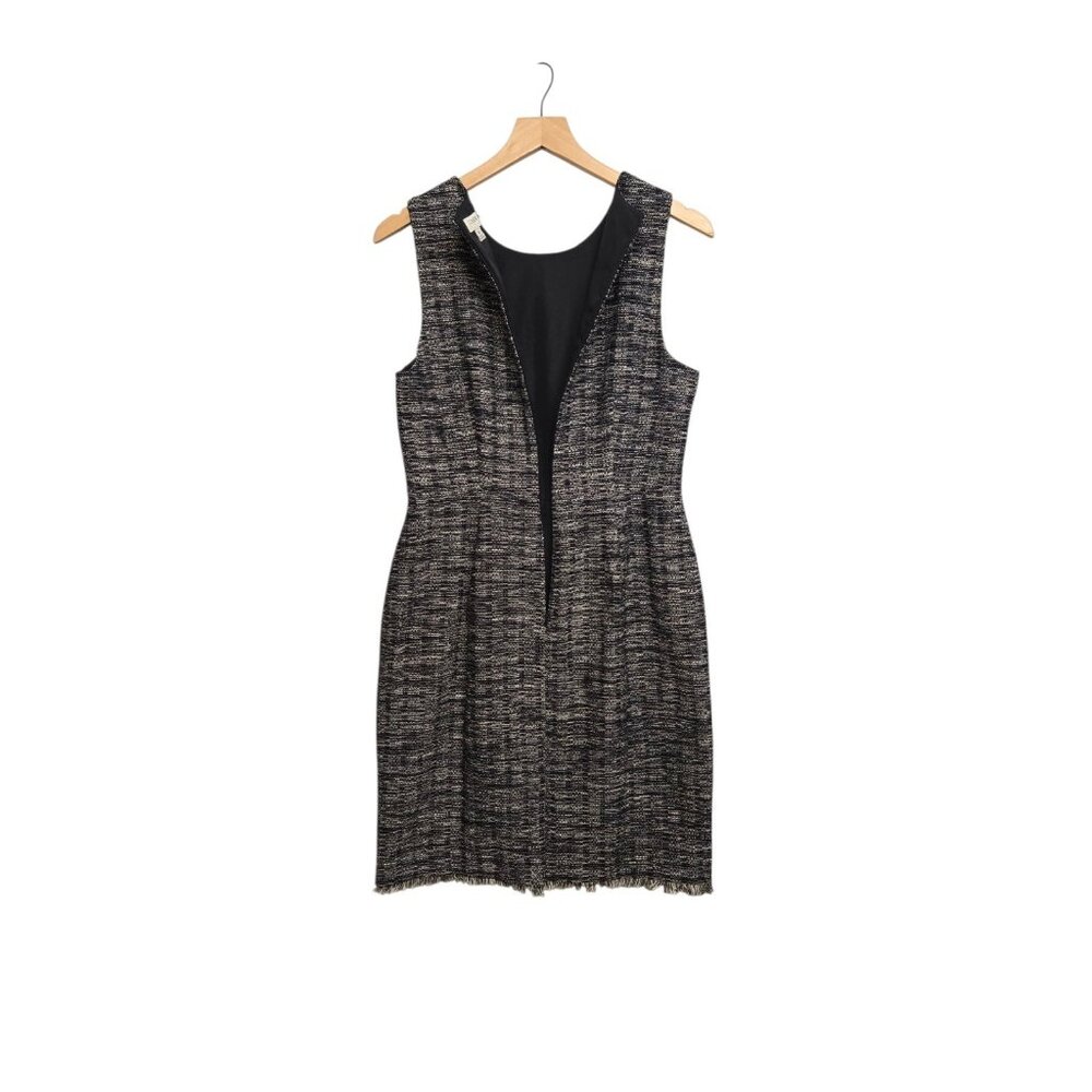 J Crew Womens Size 6 Navy Blue Metallic Fringe Tweed Sheath Dress Classic Career - Picture 4 of 8